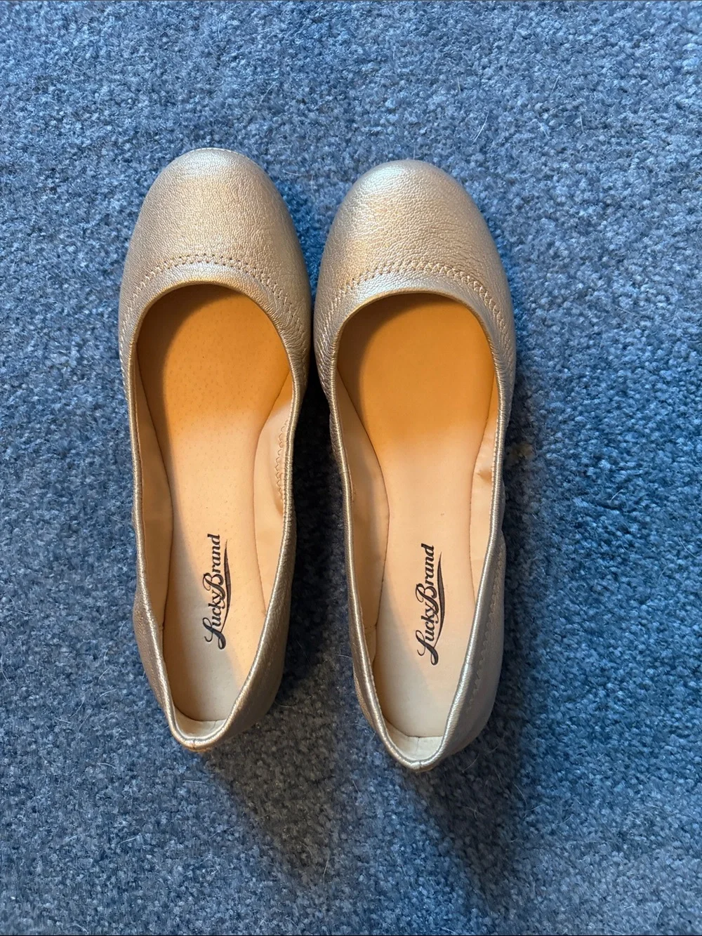 Lucky Brand Shimmery Gold Round-Toe Ballet Flats